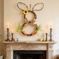 thumbnail image 4 of Easter Decorations​ Natural Rattan Rabbit Wreath with Brown Cloth Bow Carrot Sunflower Decorative Wreaths, Easter Decorations for Door Wall, 4 of 7