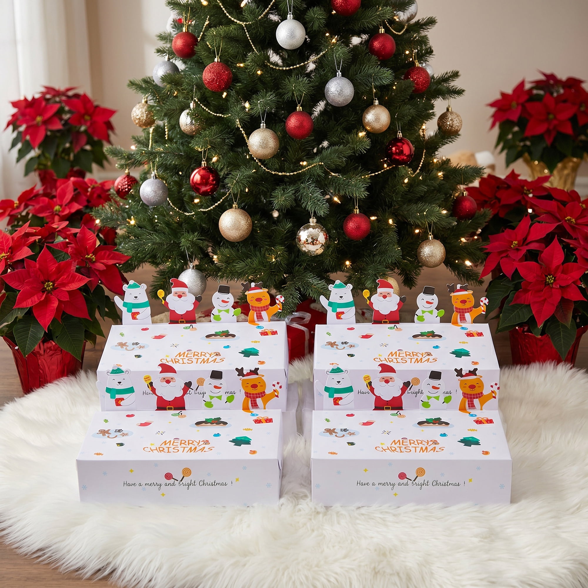 Unique Bargains Gift Box Featuring A Cartoon Christmas Pattern For Holiday Gifting White