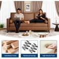 thumbnail image 6 of 81" Leather Sofa for Living Room, Mid-Century Modern Couch with Deep Seats, Brown Faux Leather Couch, 3 Seat Sofa with Removable Cover for Apartment, Office, Brown, 6 of 7