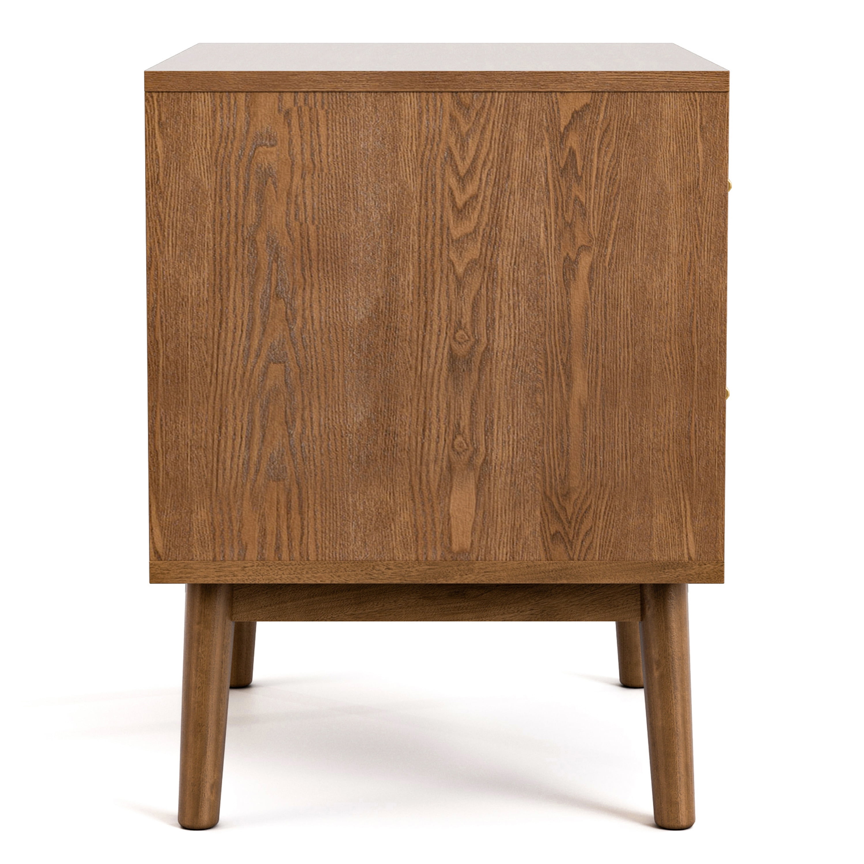 Furniture of America Erik Adult Mid-Century 2-Drawer Solid Wood Nightstand, Walnut
