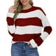 thumbnail image 2 of HongQid Sweaters for Women Crewneck Striped Cute Color Block Fall Winter Knitted Pullover Tops, 2 of 8