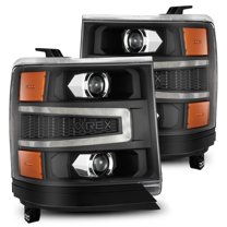 AlphaRex 16-18 Chevrolet Silverado 1500 LUXX-Series LED Projector Headlights Black