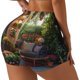 thumbnail image 1 of Balery Charming Garden Patio Pantalones cortos de entrenamiento estampados para mujer, sin costuras, ajustados, para gimnasio, yoga, correr, deportes, ejercicio activo, fitness.-Large, 1 of 8
