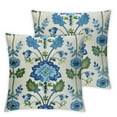 thumbnail image 2 of Awypu Chinoiserie Pillow Covers Watercolor Green Blue Floral Leaves Decorative Outdoor Throw Pillows Summer Pillow Case Square Cushion Cover Decor for Sofa Couch Bed,2 pcs 12x12in, 2 of 6