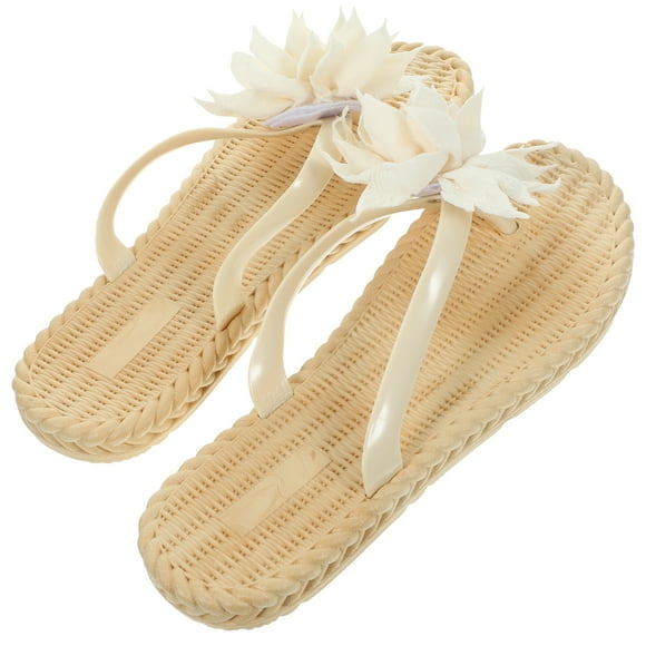 Chanclas de flores, verano, playa, informal, con personalidad, sandalias, para mujer, niñas, talla 40 (blanco cremoso)