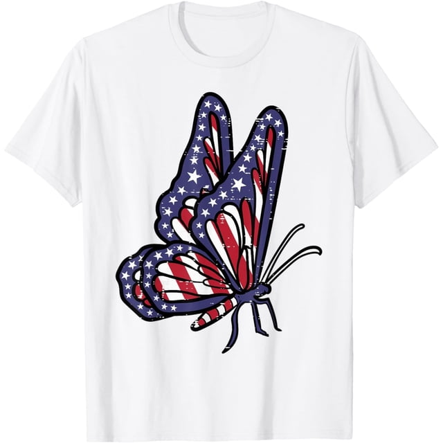 Camiseta con diseño de mariposas para el día conmemorativo del 4 de julio del Patriot