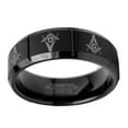 thumbnail image 3 of Metal Masters Tungsten Carbide Mens Black Laser Etched Masonic Ring 8mm Comfort-Fit, 3 of 6