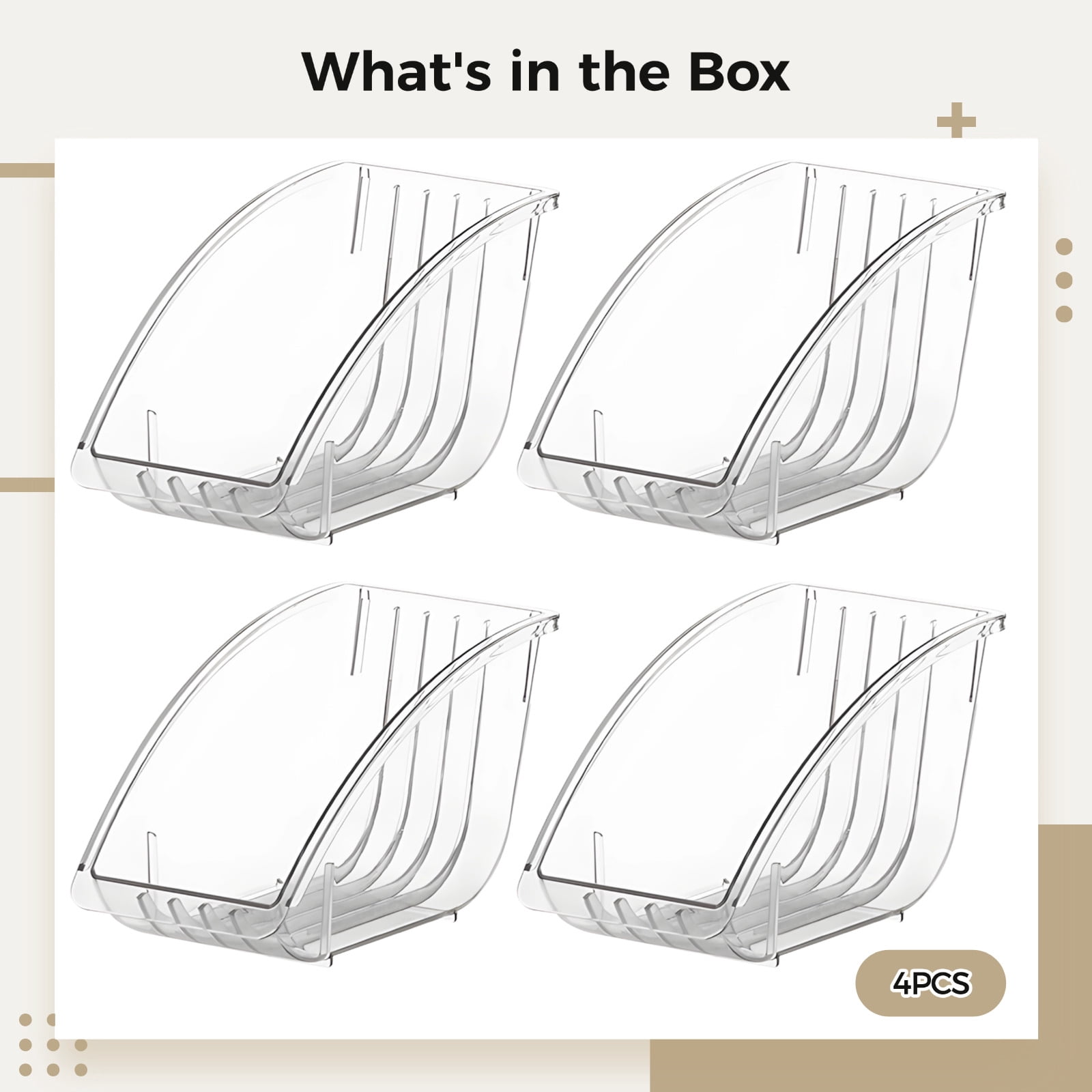 4 Pcs Clear Plate Holder Organizer, Vertical Paper Plate Storage Rack Plastic Dinner Dish Drainer,for Kitchen Countertop & Cabinet