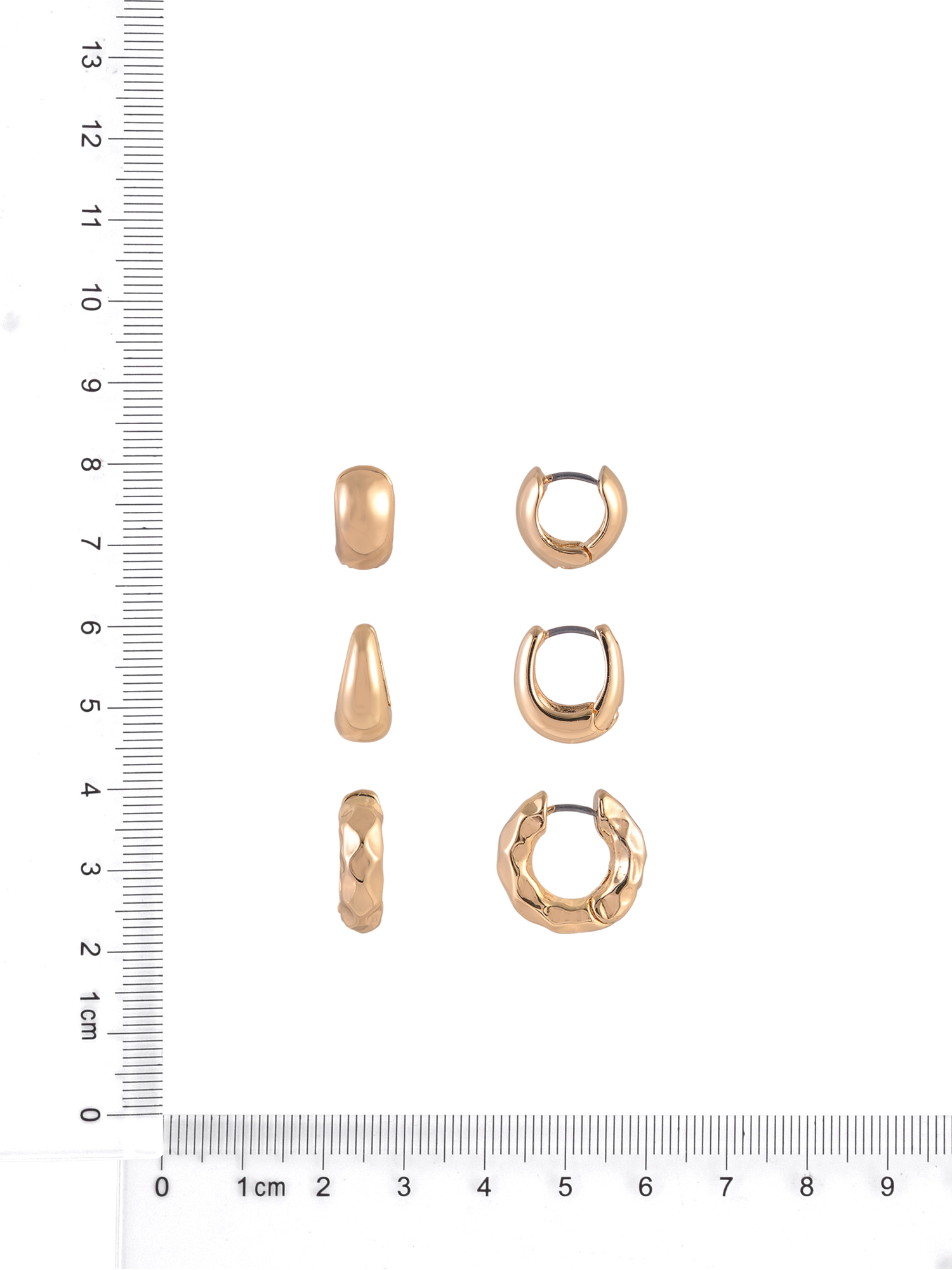 Time and Tru Goldtone 3-On Textured Hoops Earring Set