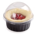 thumbnail image 2 of Pastry Tek 4 oz Round Black Aluminum Baking Cup - with Plastic Dome Lid - 3 1/4" x 3 1/4" x 1 1/2" - 100 count box, 2 of 3
