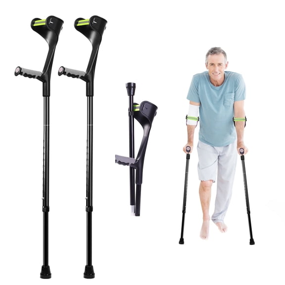Lefeke Forearm Crutches for Adults(1 Pair),Adult Crutches Adjustable with Anti-Dorp Cuff,Aluminum Lightweight Arm Crutches Forearm for Adults,Foldable Muletas para Adultos,Crutch for Walking