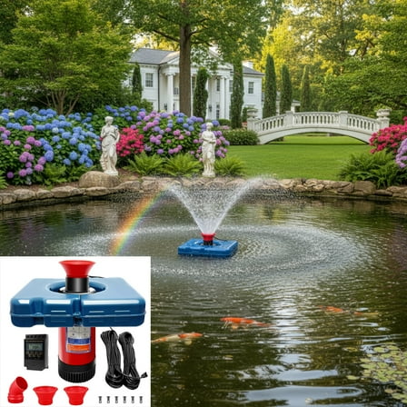 Pond Fountain Aerator, 1HP 15000 GPH Pond Aerator 750W, with 100 Feet Power Cord, Multifunctional Timer Controller for Ponds & Lakes Water Circulation