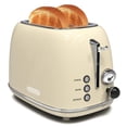 thumbnail image 1 of Toaster 2 slice, KitchMix Retro Stainless Steel Toaster with 6 Settings, 1.5 In Extra Wide Slots, Bagel/Defrost/Cancel Function, Removable Crumb Tray, 1 of 9
