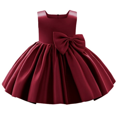 

2DXuixsh Toddler Girl Clothes Summer Girls Bowknot Dress for Kids Baby Wedding Bridesmaid Birthday Party Pageant Formal Dresses Toddler First Baptism Christening Gown Girls Night Dress E Size 80