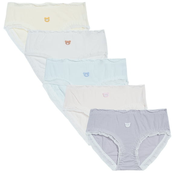 FEOYA Girls Floral Underwear Cotton Underpants Kids Breathable Underwear Cute Soft Panties Printed Underwear Comfortable Brief with Bow Lace Trimmed Panties 5 Pack M