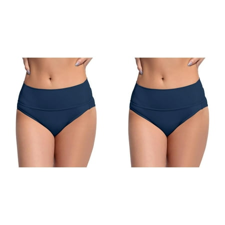 Wijhcboe 2 Pack Women s plus Size Swim Bottoms for Women Black High Waisted Bikini Toddler Swim Pants Girl Bottoms Retro Basic Full Coverage Swimsuit Mid Waist Bathing Suit Bottom Swimming Pants for