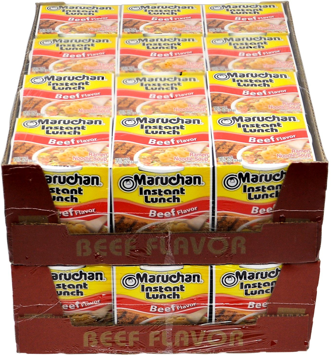 Maruchan Instant Lunch Beef Flavor Ramen Noodle Soup 2.25oz  Ready in 3 Minutes. Fast and Tasty as a Hot Snack or Delicious Meal - Anytime. (Total of 24 Cups)
