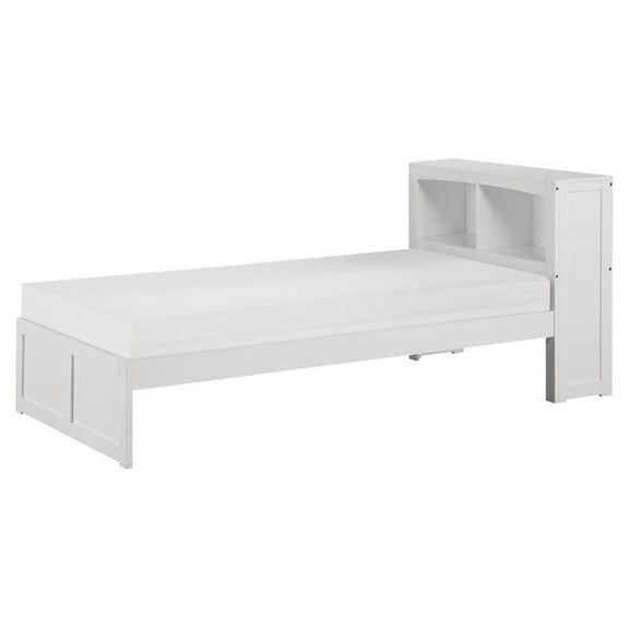 Pemberly Row 88.5" Transitional Wood Twin Bookcase Bed in White
