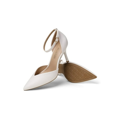 

Women’s White High Stiletto Heels Strappy Closed Toe Ankle Strap Pointed Toe D‘Orsay Heel Dress Wedding Party Pumps Shoes Women‘s Footwear