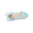 thumbnail image 4 of BLISSFUL STEP Style Women's Open Toe Slouching Front Strap Lace Up Block Heels Sandals Light Blue 9, 4 of 8