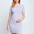 thumbnail image 2 of Zwiiyzr 2025 Women's Maternity Dress Solid Color Slim Short Sleeve Tank Dresses Scoop Neck Pregnancy Bodycon Dress for Casual Wear Purple, 2 of 6