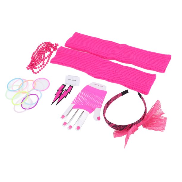 Conjunto De Diadema De Encaje De Neón Para Disfraz, Accesorios Para Pendientes De Los Años 80