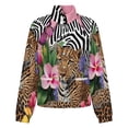 thumbnail image 5 of Jackets for Women Winter Coat Jackets Flannel Stand Collar Jacket(Leopard Zebra Flowers Vibrant Jungle,Size:S-4XL), 5 of 7