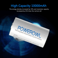 thumbnail image 3 of Powerowl Rechargeable D Batteries 4-Pack 10000mah NiMH, , D Cell Batteries, 3 of 7