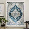 thumbnail image 4 of Blue Boho Floral Semi Sheer Curtains Drapes for Living Room, Bedroom, French Doors Window 72 Inches Long, Vintage National Floral Textured Rod Pocket Chiffon Curtain Drapery Voile Draperies Panel, 4 of 6