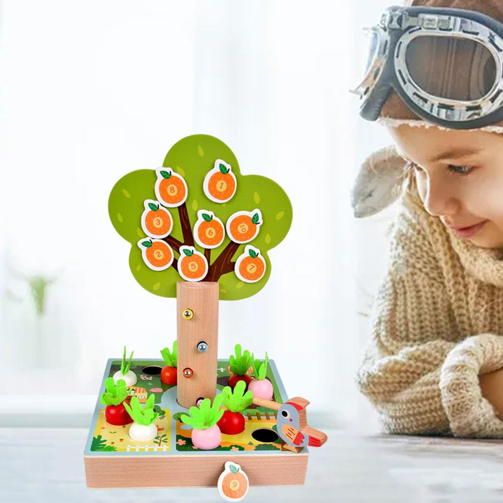 Environmentally Wooden Safety Woodpecker Catching Bugs Toy for Toddler Age 2-5 Colorful Montessori Senses And Feeding Early Education Toy Hungry Woodpecker Game