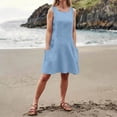 thumbnail image 5 of Plus Size Sun Dresses for Womens 2026 Fashion Summer Solid Color Cotton Imitation Dress Round Neck Sleeveless Casual Dress, 5 of 9