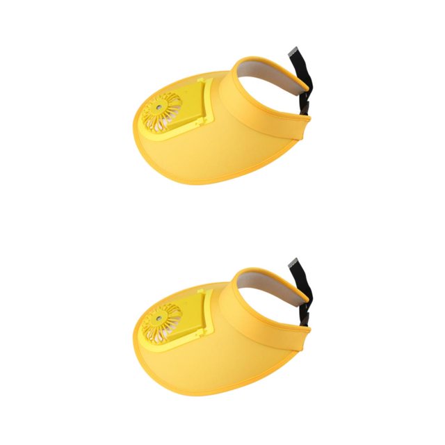 Baohd Outdoor Cooling Fan Hat Breathable Baseball Cap for Sun Protection Outdoor Camping Yellow Style B 2Set