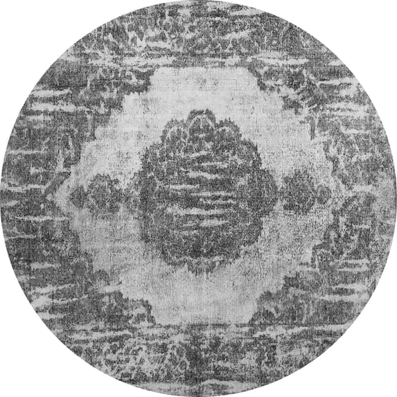 Ahgly Company Indoor Round Abstract Gray Contemporary Area Rugs, 3' Round