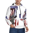 thumbnail image 2 of Naloa Patriotic Skull Art Men's Casual Hooded Collar Drawstring Hoodies Pullover Sweatshirts Casual Long Sleeve Shirts-X-Large, 2 of 7