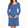 thumbnail image 3 of Beaisland Women's Maternity Nursing Dress Long Sleeve Midi Dress For Breastfeeding with Pockets, 3 of 6