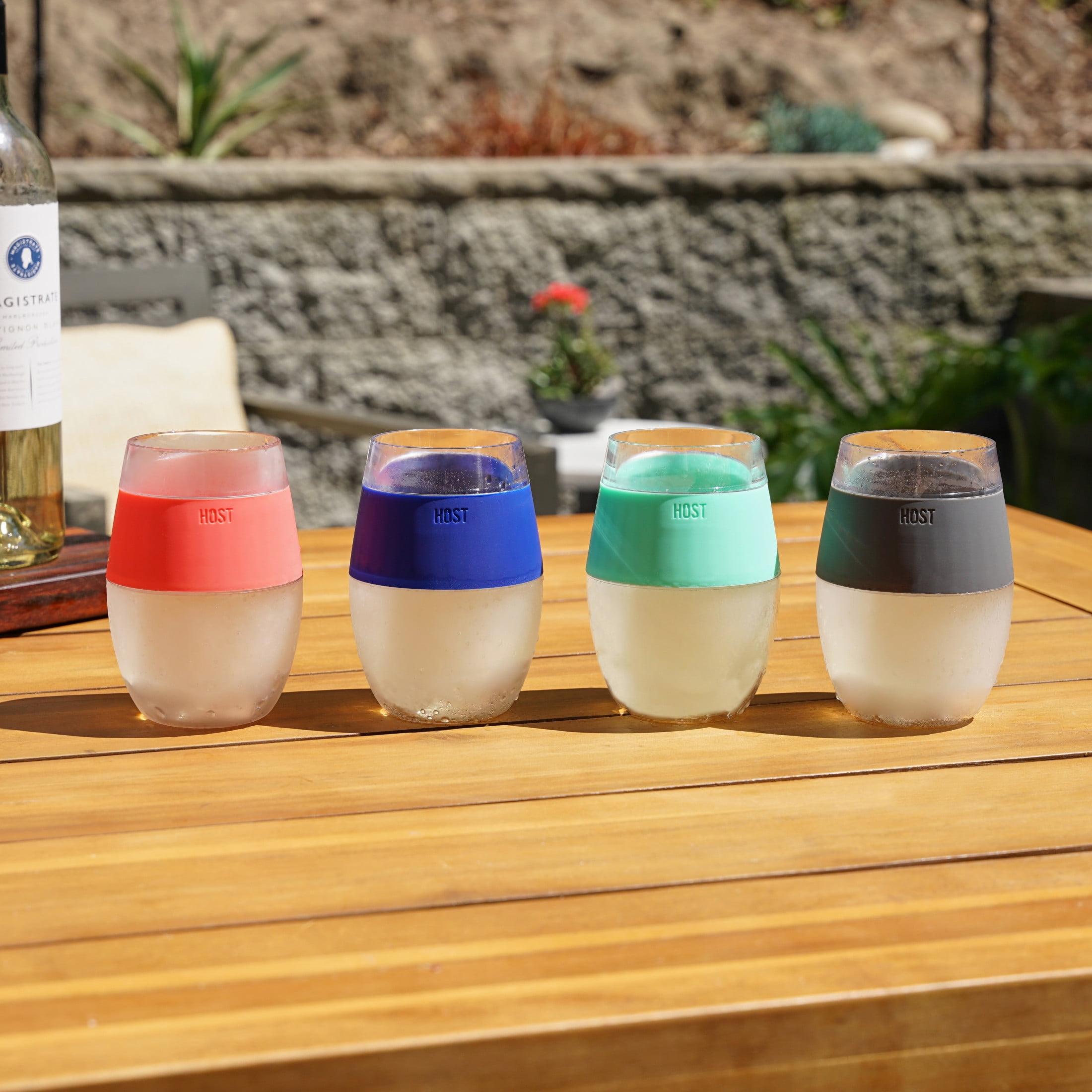 Host Freeze Wine Glasses, Cooling Cups, 8.5 oz, Set of 4, Assorted Colors