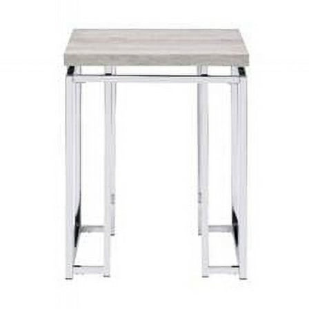 24 x 19 x 19 in. Chrome & Natural Oak Manufactured Wood & Metal Square End Table