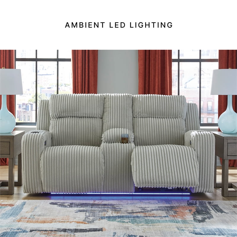Signature Design by Ashley Broad Cove Light Gray Power Reclining Loveseat
