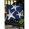 IDG Nautical Nonsense White Blue Starfish Indoor/Outdoor Pillow