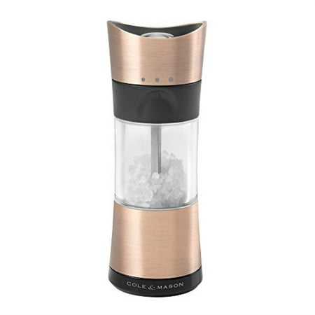 COLE & MASON Horsham Copper Salt Grinder - Acrylic Upside Down Mill Includes Precision Mechanism and Premium Sea Salt