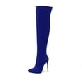 thumbnail image 6 of UngA Thigh High Boots Women's Slouchy Knee High Boots Side Zipper Stiletto High Heeled Pointed Toe Fashion Fall Boots Blue,7.5, 6 of 7