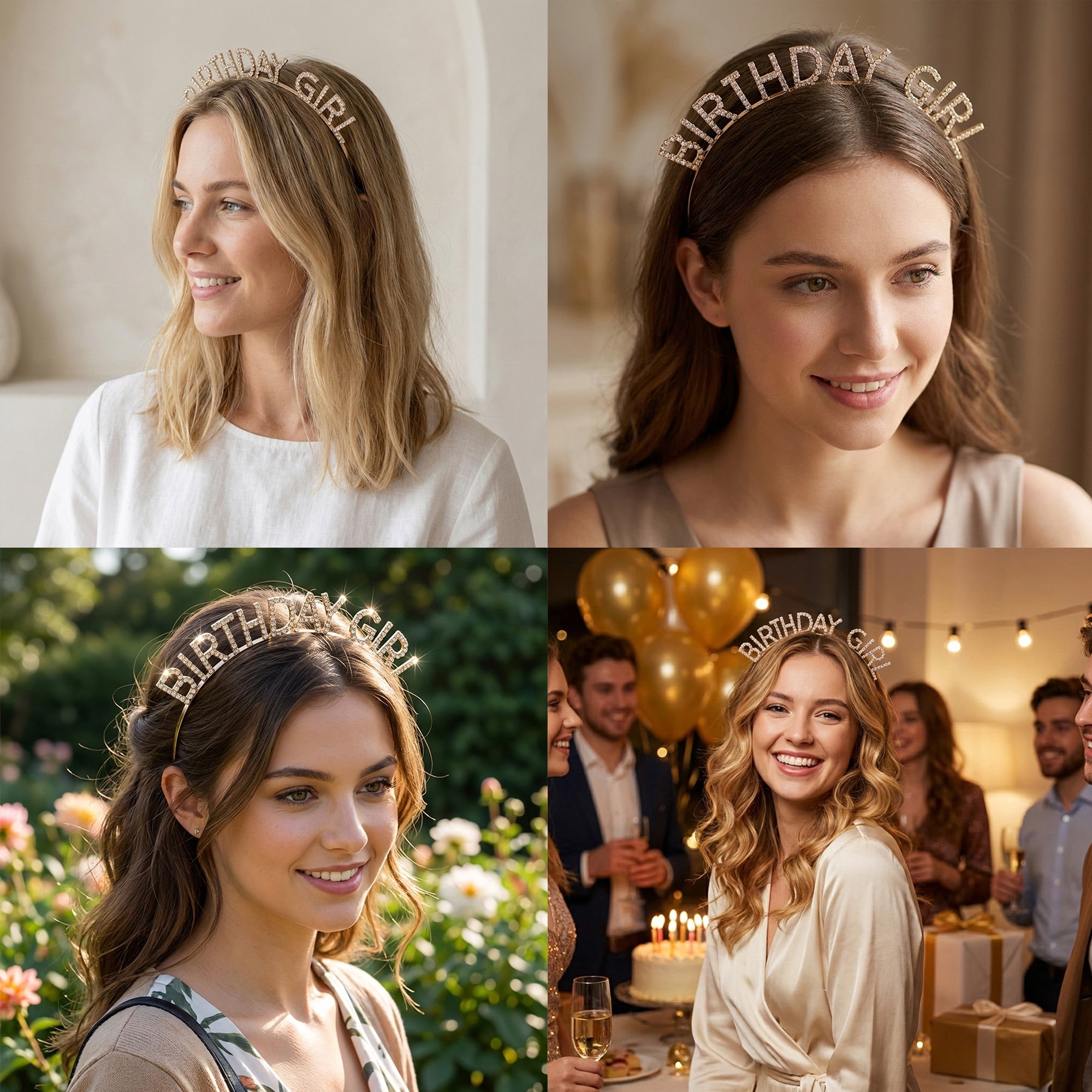 Miallo Elegant Gold Birthday Girl Headpiece, Ideal Birthday Gift for Her, Festive Headband for Party Decoration