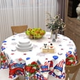 thumbnail image 3 of 4th of July Tablecloth Round Patriotic American Flag Star Table Cloths Circular Independence Day Gnome Truck Table Cover Waterproof Polyester Tabletop for Dining Kitchen Party Decor 60 Inch, 3 of 6