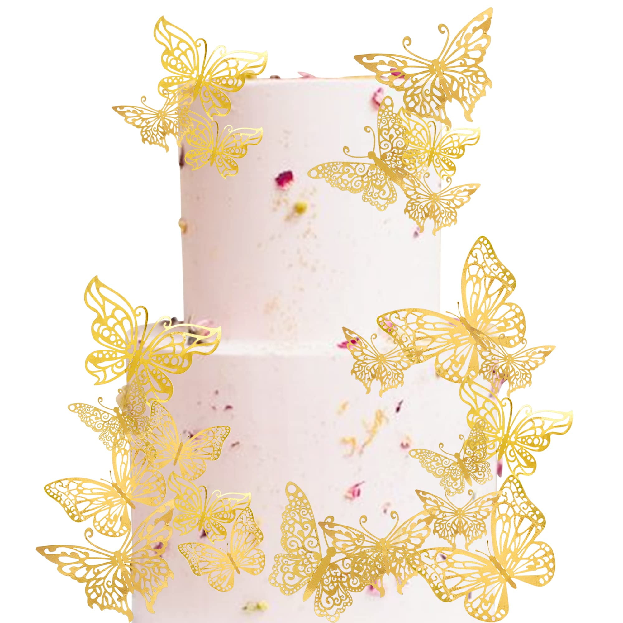40 Pack 3D Butterfly Cake Toppers Mixed Styles Hollow Butterfly Cake