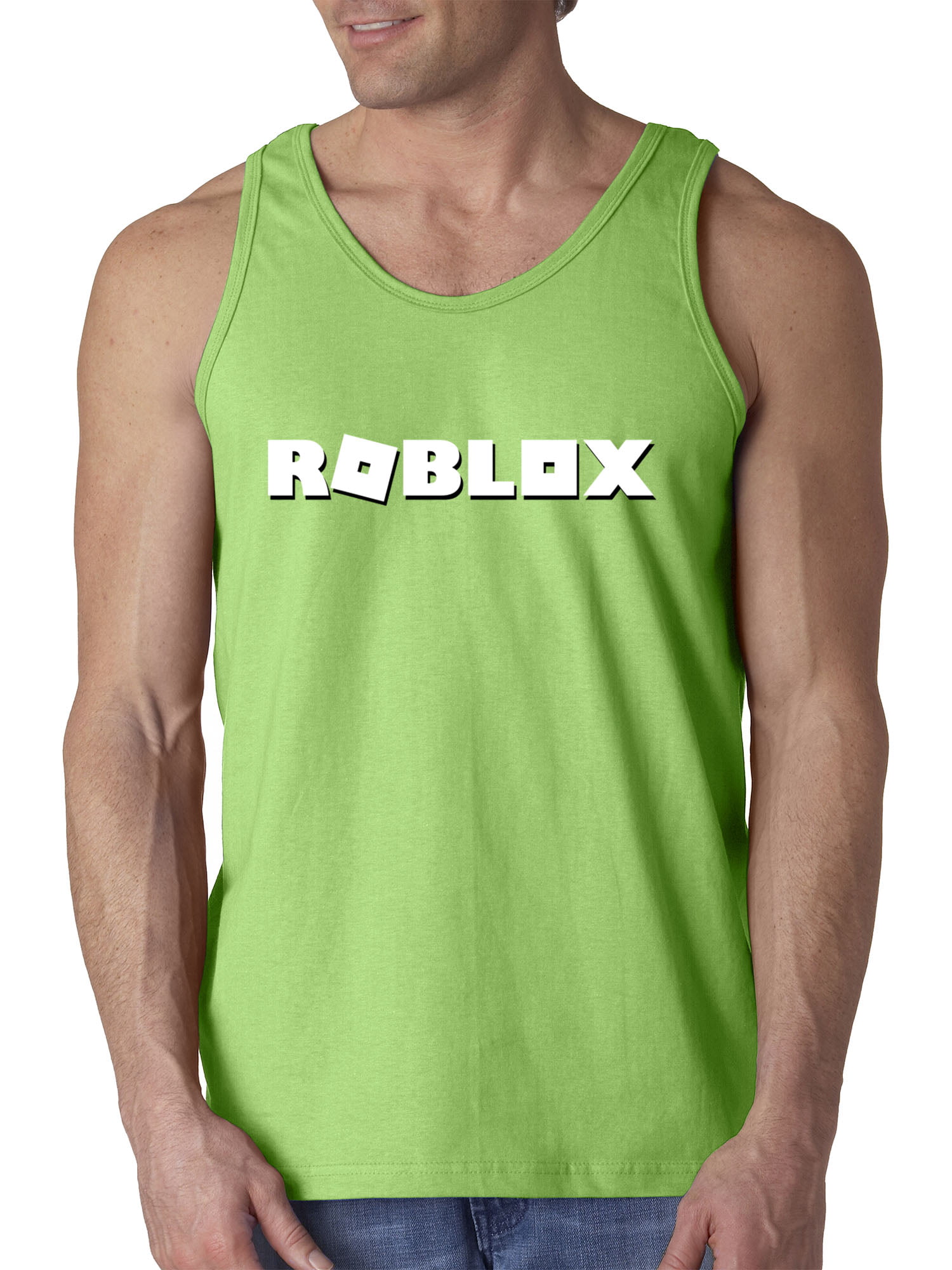 Trendy Usa Trendy Usa 923 Men S Tank Top Roblox Logo Game Accent Small Lime Walmart Com Walmart Com - roblox muscle body shirt