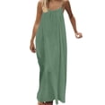 thumbnail image 3 of Bmawag Dresses for Women Fashion Plus Size Crew Neck Solid Color Sleeveless Summer Beach Maxi Dress, 3 of 9
