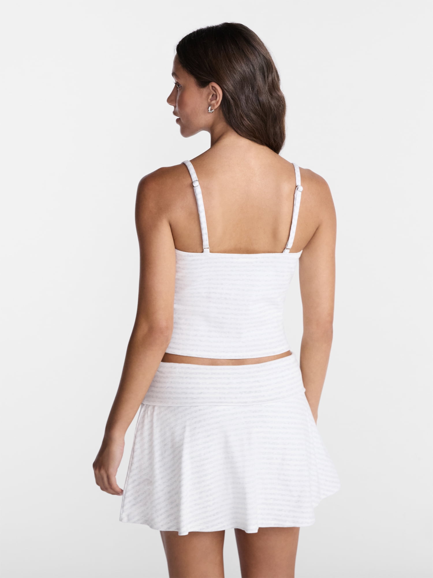 No Boundaries Lace Trim Cami and Foldover Skirt Set, 2 Piece, Women’s XXS-XXL