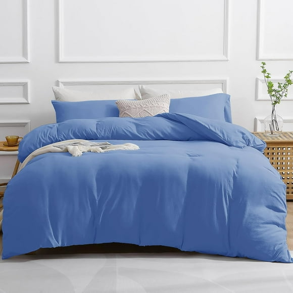 TEMOGU-SASTTIE Duvet Cover King, 3-Piece Prewashed Ultra Soft King Bedding Set - Features Zipper Closure and Corner Ties, Includes 1 Duvet Cover 104x90 Inch & 2 Pillowcases, No Comforter, Sky Blue