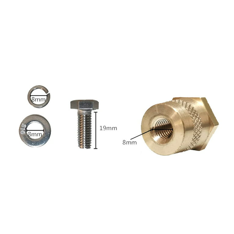 Battery Pole Adapter Pair with Male Thread M8 Battery Terminal Adapter  Brass Connector Batteriepoladapter M8 with Stainless Steel Screws and  Washers