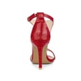 thumbnail image 4 of BLISSFUL STEP Women's T Strap Open Toe Stiletto Heel Sandals Red 10, 4 of 8